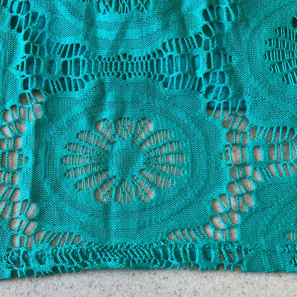 AUW Turquoise Lace Asymmetrical Dress NWOT Women Size Medium - Picture 15 of 15